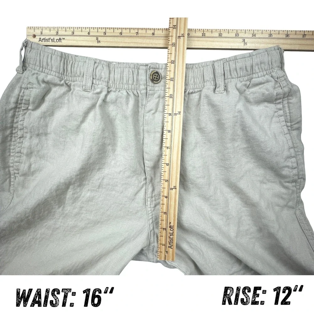 28 Palms Mens 100% Linen Pants L 32 Beige Straight Pockets Cruise Beach Wedding